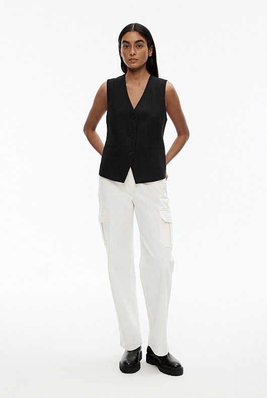 Cotton Linen Waistcoat - Black