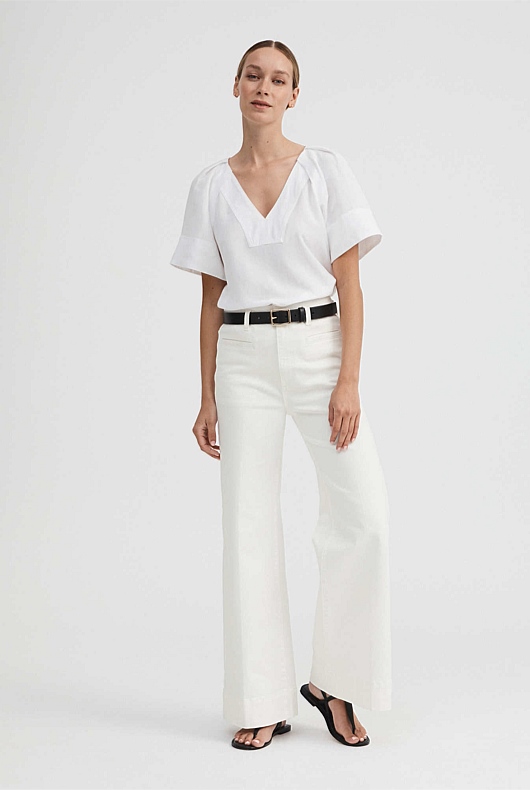 Stitch Detail Blouse - Pure White