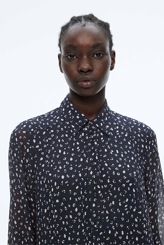 Abstract Animal Shirt Dress - Slate Navy