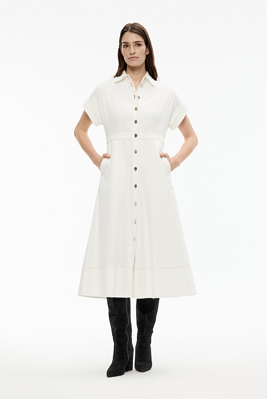 Denim Dolman Midi Dress - Parchment