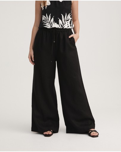 Witchery Linen Wide Leg Pull On Pant
