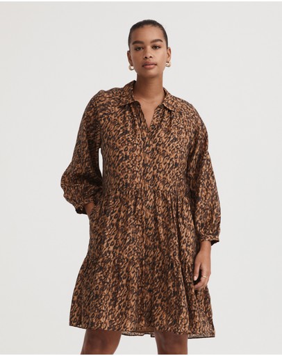 Witchery Kitty Print Mini Shirt Dress