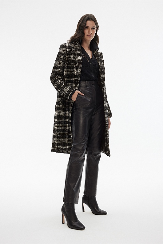 High Heel Leather Ankle Boot - Black