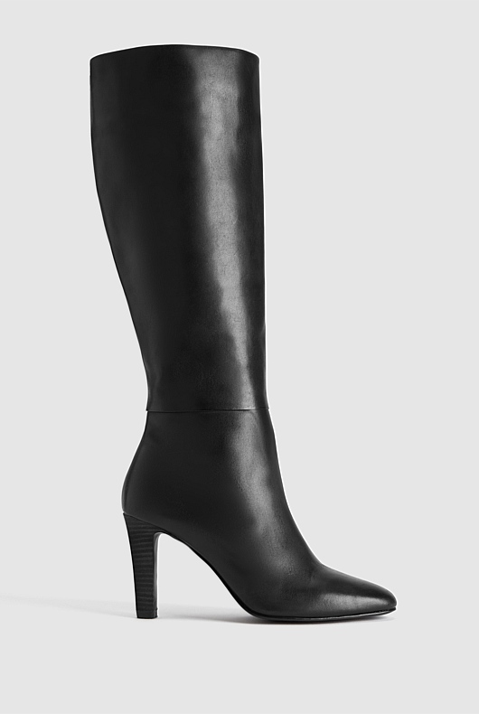 Knee High Leather Boot - Black