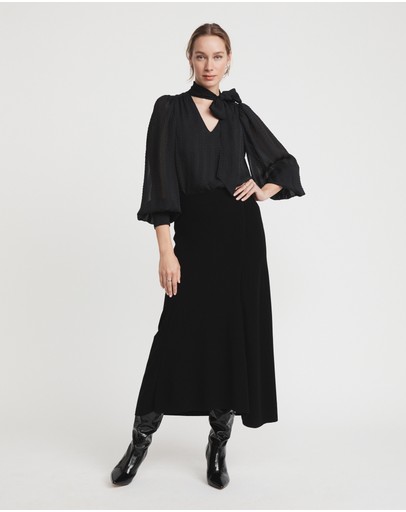 Witchery Self Stripe Tie Neck Blouse