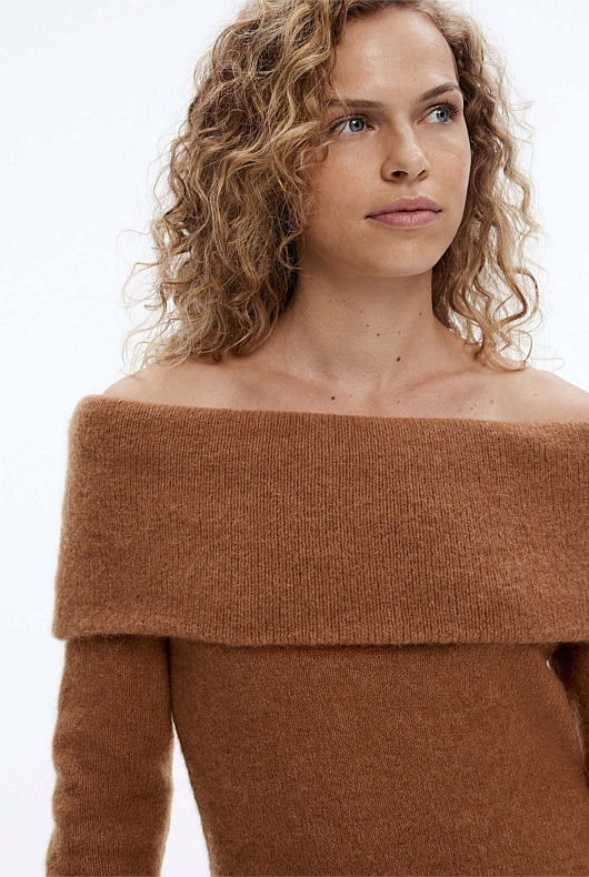Alpaca Blend Knit Dress - Camel