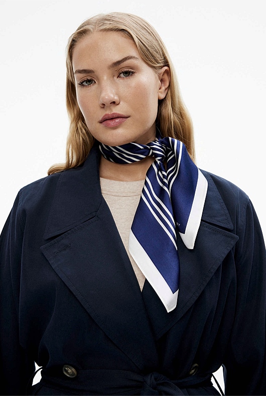 Stripe Print Scarf - Ink Blue