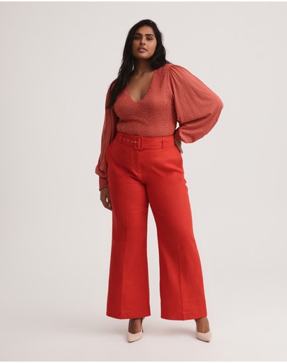 Witchery Oat Leaf Print Shirred Top