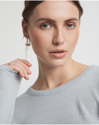 Witchery Linen Crew Neck Long Sleeve Top