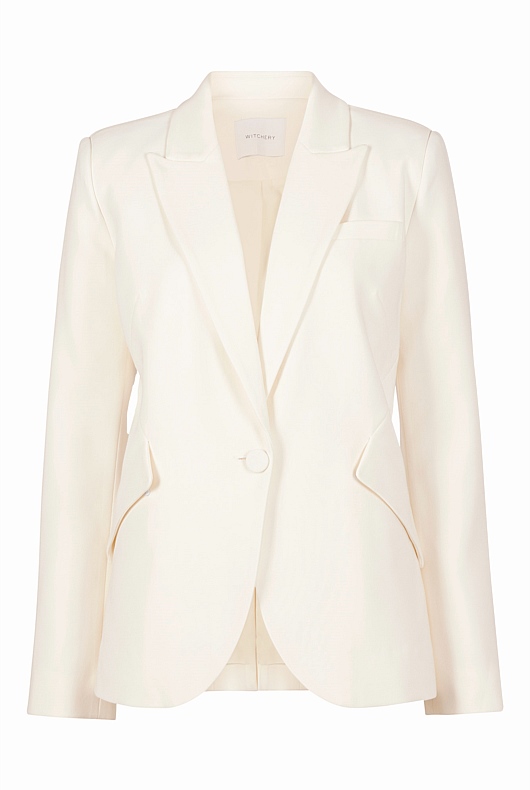 Seam Detail Single Breasted Blazer - Marshmallow