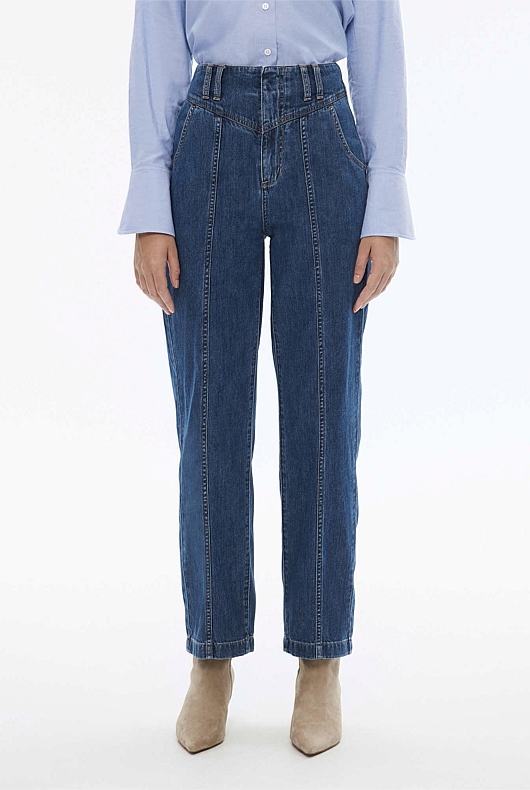Yoke Front Tapered Jean - Indigo
