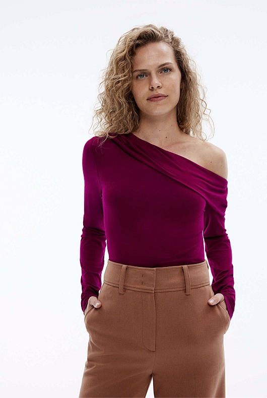 Off Shoulder Top - Deep Magenta
