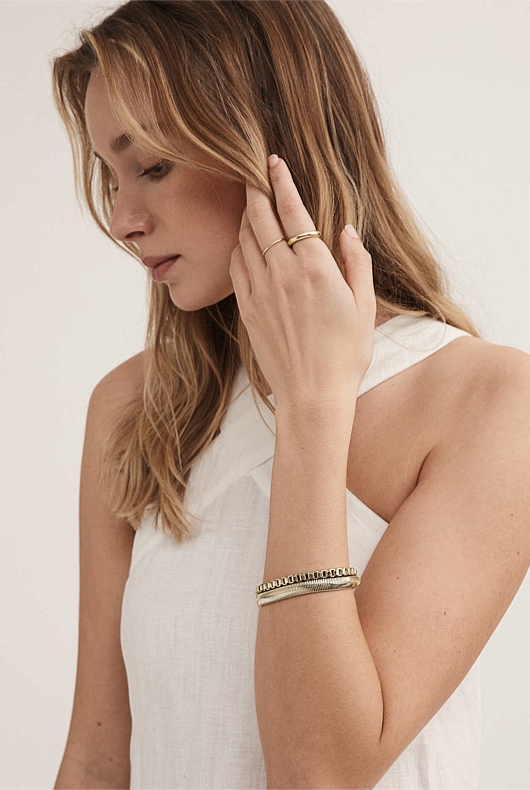 Snake Chain Bracelet Pack - Soft Gold