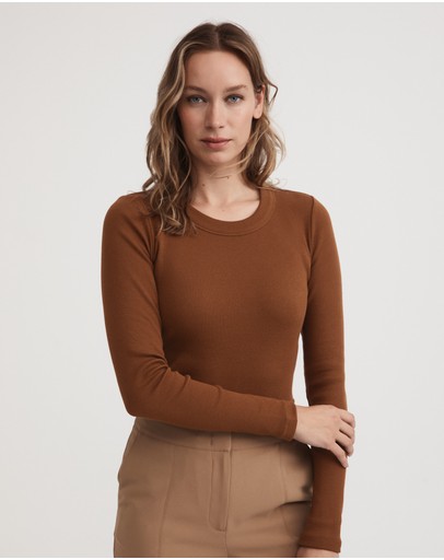 Witchery Long Sleeve Rib Top