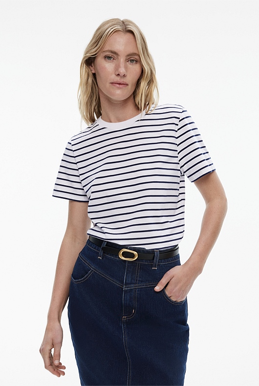 Stripe Staple Cotton Crew - Ink