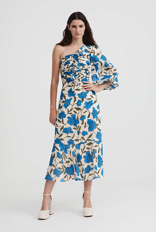 Silk Linen Blue Violet Dress - Lapis