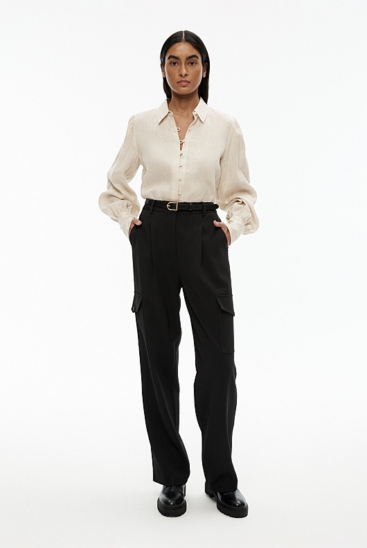 French Linen Volume Sleeve Shirt - Flax