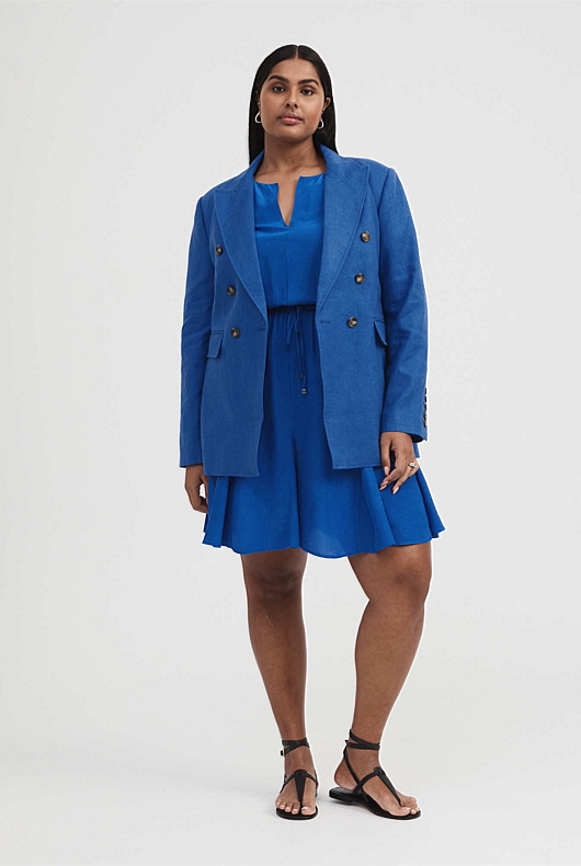 Pintuck Detail Mini Dress - Bold Blue