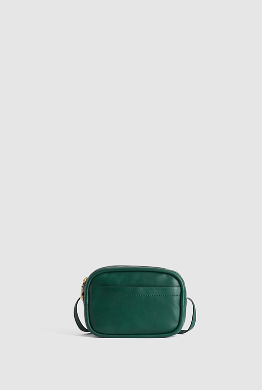 Soft Leather Camera Bag - Teal Green