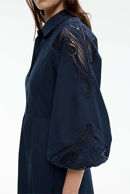 Cotton Broderie Dress - Blue Night