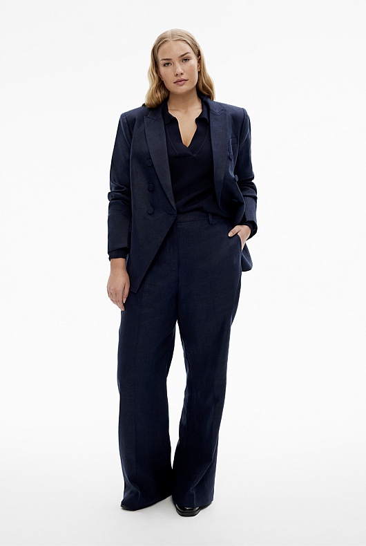 Crepe Rib Henley Knit - Blue Night