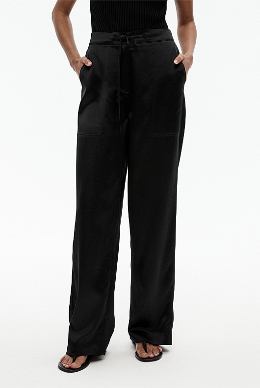 Acetate Blend Pant - Black