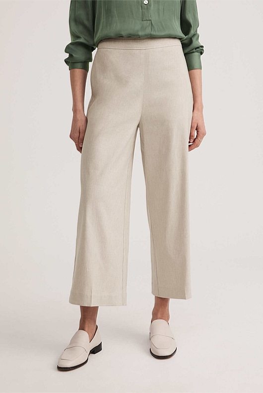 Stretch Linen Blend Pant - Flax