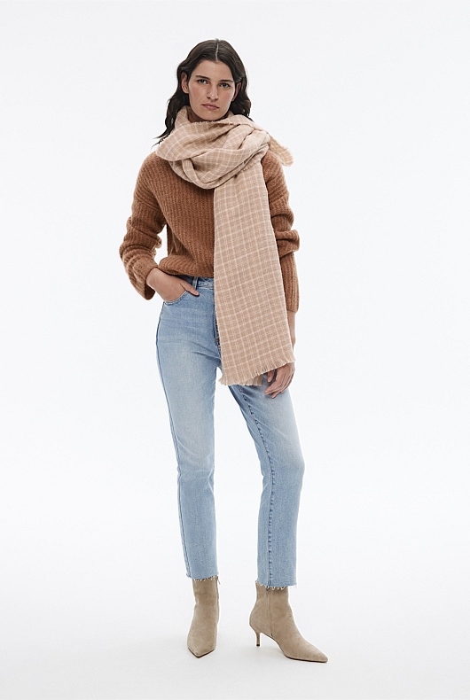 Essential Check Scarf - Pebble