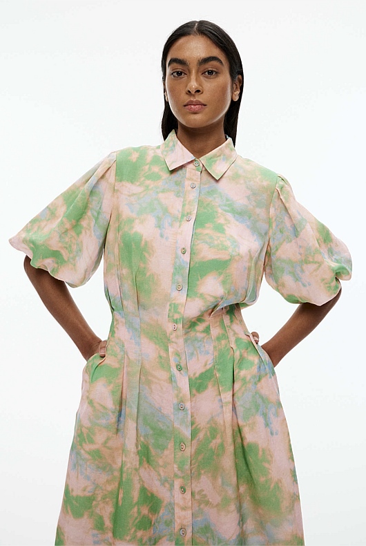 Soft Focus Print Dress - Aura Print