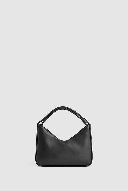 Soft Leather Shoulder Bag - Black