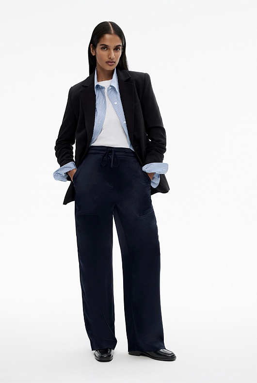 Acetate Blend Pant - Blue Night