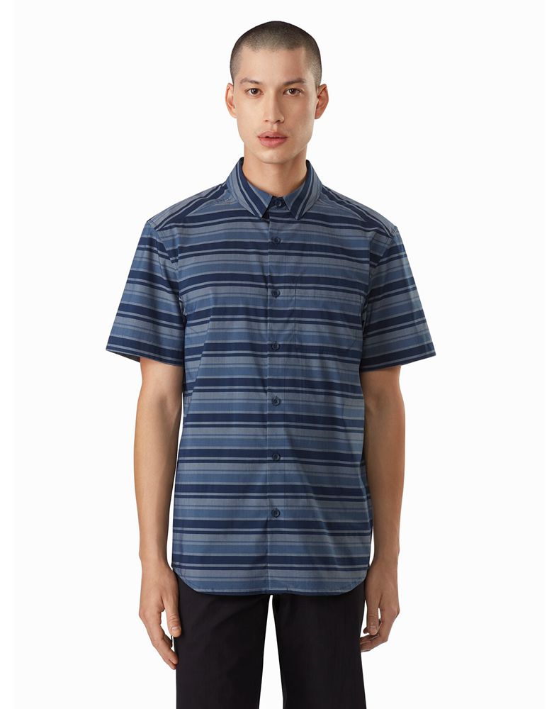 Arc'teryx Brohm Striped SS Shirt Mens - Blue
