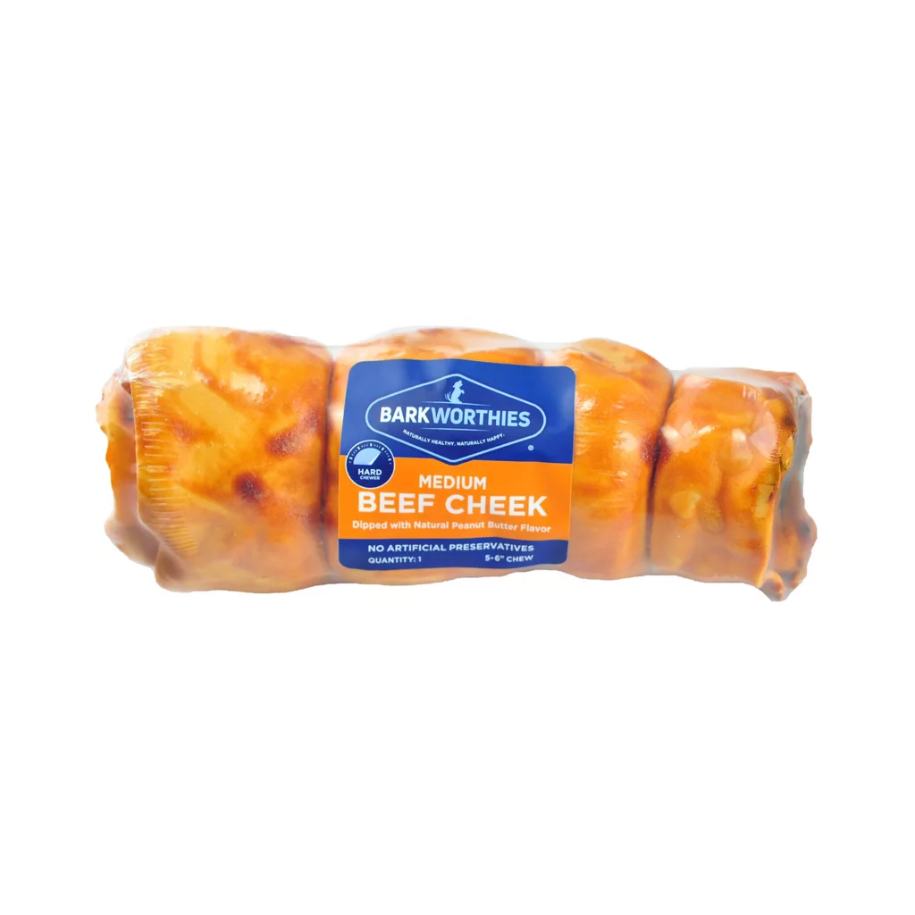 Peanut Butter-Wrapped Beef Cheek Dog Chew
