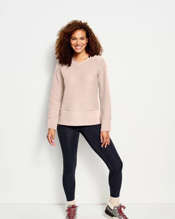 Textured V-Neck Sweatshirt