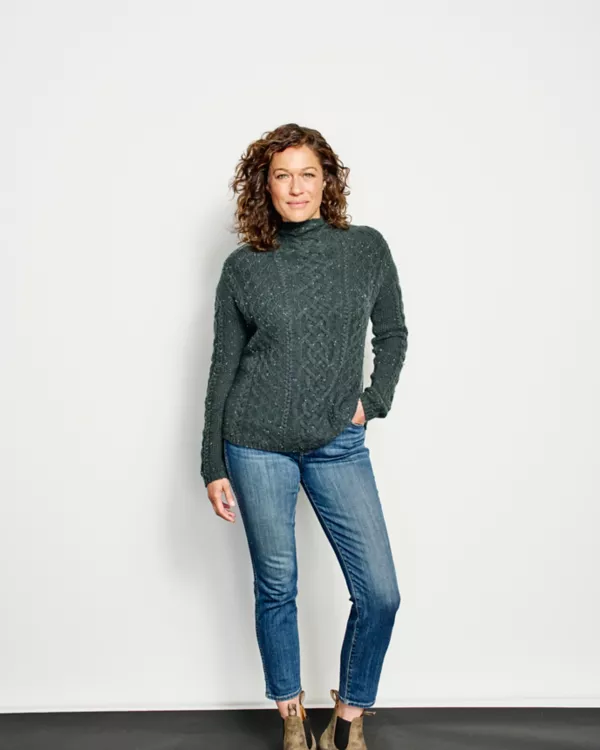 Donegal Cable Mockneck Sweater