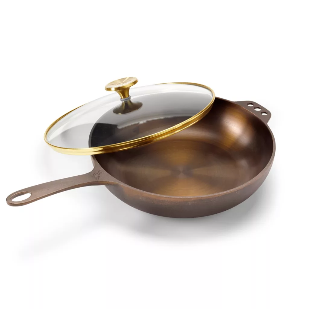 Smithey No. 11 Cast Iron Deep Skillet With Glass Lid