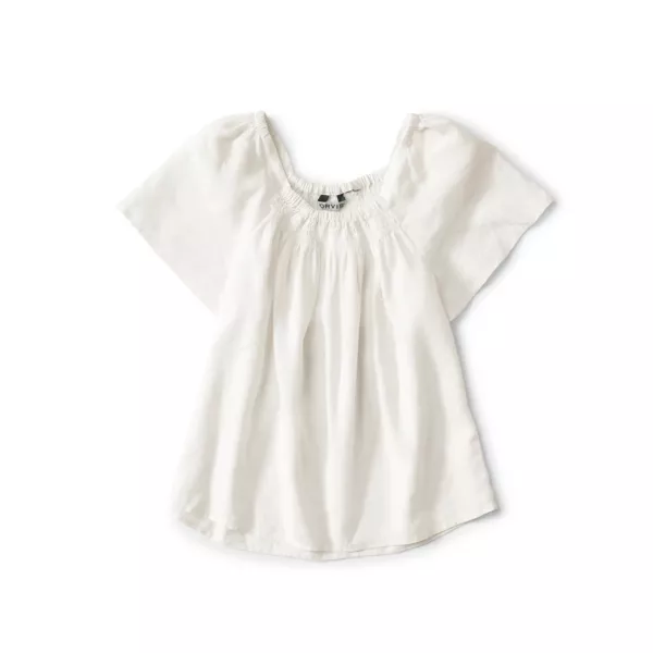 Performance Linen Square-Neck Short-Sleeved Top