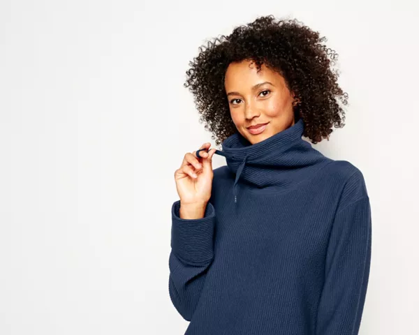 Textured Cowl Sweatshirt