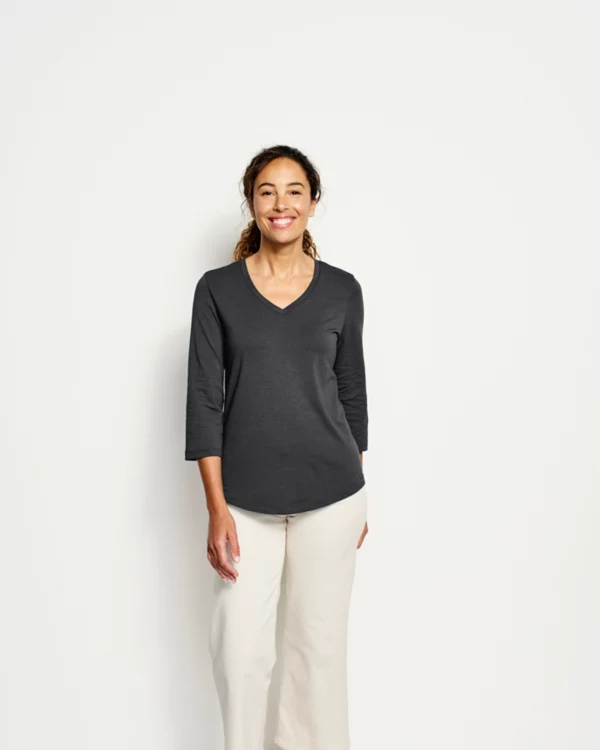 Perfect Relaxed V-Neck Three-Quarter Sleeve Tee