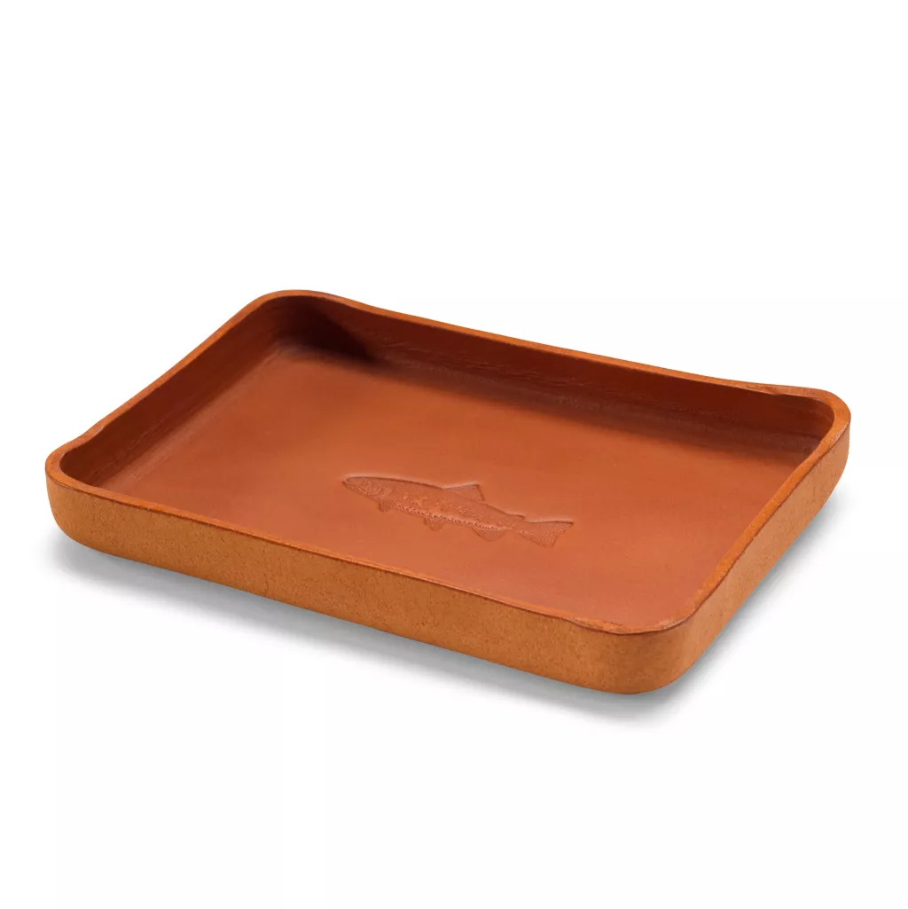 Leather Desktop Tray with Fish