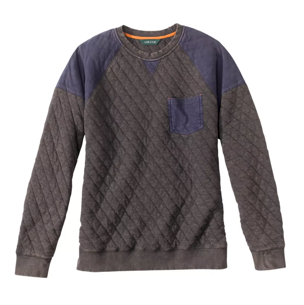 Washed Quilted Colorblock Crewneck Sweatshirt