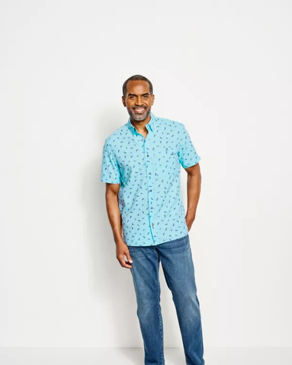 Printed Tech Chambray Short-Sleeved Shirt