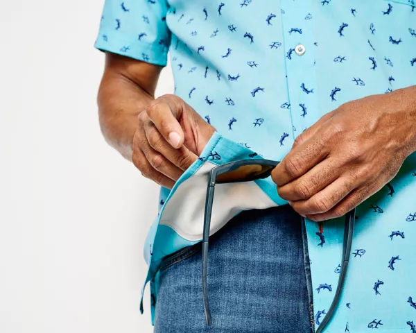 Printed Tech Chambray Short-Sleeved Shirt