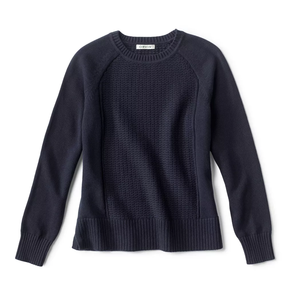 Pointelle Detail Crew Sweater