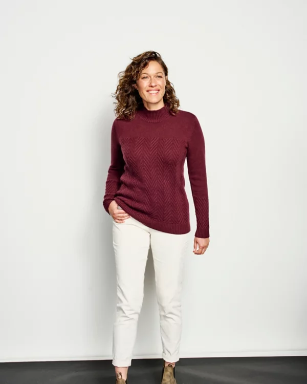 Cashmere Herringbone Mockneck Sweater