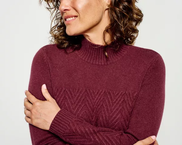 Cashmere Herringbone Mockneck Sweater