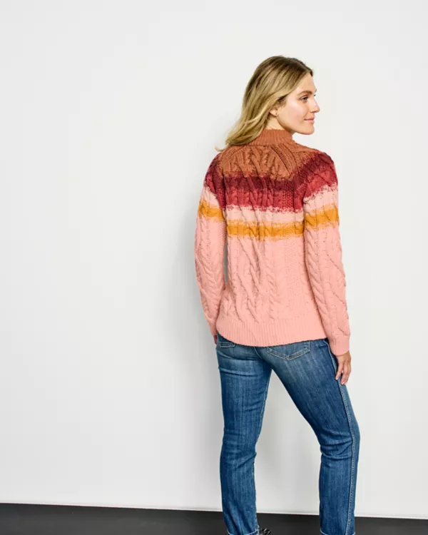 Cable Stripe Quarter-Zip Sweater