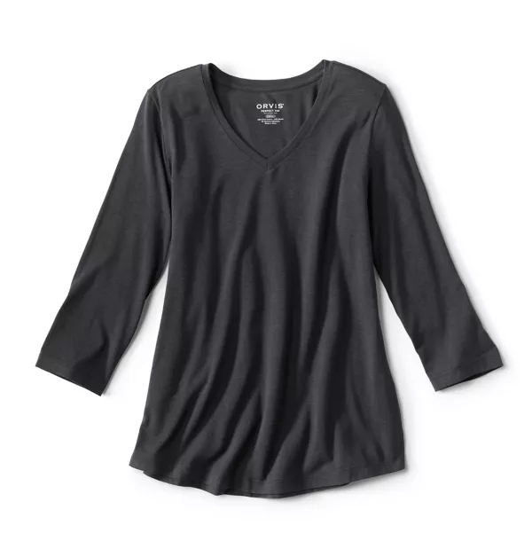 Perfect Relaxed V-Neck Three-Quarter Sleeve Tee