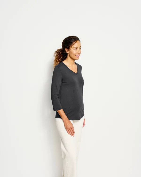 Perfect Relaxed V-Neck Three-Quarter Sleeve Tee
