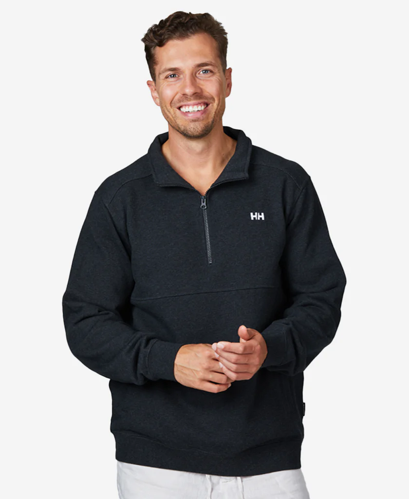 HALF ZIP FLEECE, Ebony Melange